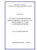 Các nhân tố ảnh hưởng đến quyết định lựa chọn dịch vụ kế toán của các doanh nghiệp vừa và nhỏ tại TP. HCM