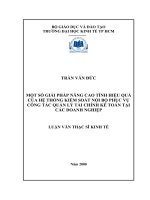 Một số giải pháp nâng cao tình hữu hiệu của hệ thống kiểm soát nội bộ phục vụ công tác quản lý tài chính kế toán tại các doanh nghiệp sản xuất