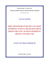 Phân tích mối quan hệ giữa các nhân tố kinh tế vĩ mô và thị trường chứng khoán Việt Nam - Sử dụng mô hình từ hồi quy Vector (VAR)