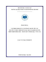 Cải thiện sinh kế của người dân trước yêu cầu bảo tồn và phát triển rừng đặc dụng tại Khu Bảo tồn thiên nhiên Bình Châu - Phước Bửu tỉnh Bà Rịa - Vũng Tàu