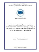 Vai trò của quản trị công ty đại chúng trong việc kiểm soát hoạt động quản trị lợi nhuận của công ty niêm yết trên Sở Giao dịch chứng khoán Tp. HCM