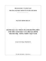 Đánh giá các nhân tố ảnh hưởng đến chi tiêu giáo dục của hộ gia đình thành thị - nông thôn Việt Nam