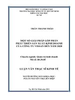 Một số giải pháp góp phần phát triển sản xuất - kinh doanh của Công ty Vissan đến năm 2020