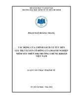 Tác động của chính sách cổ tức đến giá trị tài sản cổ đông của doanh nghiệp niêm yết trên TTCK Việt Nam