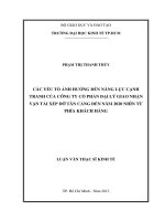 Các yếu tố ảnh hưởng đến năng lực cạnh tranh của công ty cổ phần đại lý giao nhận vận tải xếp dỡ Tân Cảng đến năm 2020 nhìn từ phía khách hàng / Luận văn thạc sĩ