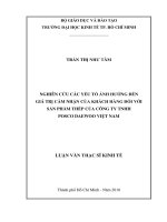 Nghiên cứu các yếu tố ảnh hưởng đến giá trị cảm nhận của khách hàng đối với sản phẩm thép của Công ty TNHH Posco Daewoo Việt Nam