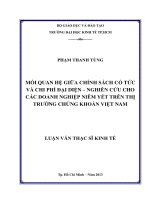 Mối quan hệ giữa chính sách cổ tức và chi phí đại diện - nghiên cứu cho các doanh nghiệp niêm yết trên thị trường chứng khoán Việt Nam