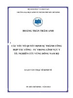 Các yếu tố quyết định sự thành công hợp tác công - tư trong lĩnh vực y tế: Nghiên cứu vùng Đông Nam Bộ