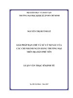 Giải pháp hạn chế và xử lý nợ xấu của các chi nhánh ngân hàng thương mại trên địa bàn Phú Yên