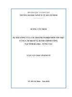 Sự hài lòng của các doanh nghiệp với việc cung cấp dịch vụ hành chính công tại tỉnh Bà Rịa – Vũng Tàu