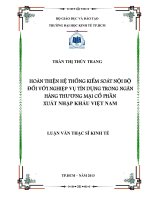 Hoàn thiện hệ thống kiểm soát nội bộ đối với nghiệp vụ tín dụng trong ngân hàng thương mại cổ phần xuất nhập khẩu Việt Nam