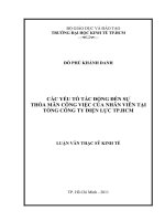 Các yếu tố tác động đến sự thỏa mãn công việc của nhân viên tại Tổng công ty Điện Lực thành phố Hồ Chí Minh : Luận văn thạc sĩ