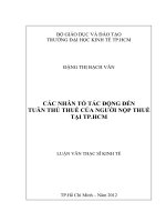 Các nhân tố tác động đến tuân thủ thuế của người nộp thuế tại TP.HCM