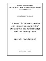 Tác động của chất lượng báo cáo tài chính đến chi phí sử dụng nợ của các doanh nghiệp nhỏ và vừa ở Việt Nam