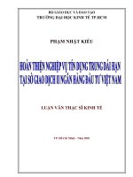 Hoàn thiện nghiệp vụ tín dụng trung dài hạn tại sở giao dịch II ngân hàng đầu tư Việt Nam