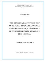 Tác động của đầu tư trực tiếp nước ngoài (FDI) và phân cấp tài khóa đến xung đột về đất đai – thực nghiệm dữ liệu bảng tại 19 tỉnh Việt Nam