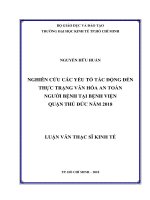 Nghiên cứu các yếu tố tác động đến thực trạng văn hóa an toàn người bệnh tại Bệnh viện quận Thủ Đức năm 2018