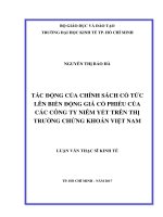 Tác động của chính sách cổ tức lên biến động giá cổ phiếu của các công ty niêm yết trên thị trường chứng khoán Việt Nam