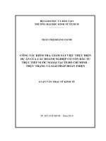 Công tác kiểm tra, giám sát việc thực hiện dự án của các doanh nghiệp có vốn đầu tư trực tiếp nước ngoài tại TPHCM - Thực trạng và giải pháp hoàn thiện