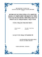Đánh giá sự hài lòng của khách hàng cá nhân đối với dịch vụ tiền gửi tại Ngân hàng Thương mại Cổ phần Xuất nhập khẩu Việt Nam