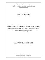 Ảnh hưởng của giới tính nữ trong hội đồng quản trị đến hiệu quả hoạt động của các doanh nghiệp Việt Nam