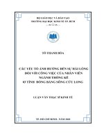 Các yếu tố ảnh hưởng đến sự hài lòng đối với công việc của nhân viên ngành thống kê 3 tỉnh Đồng Bằng Sông Cửu Long