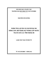 Phân tích lợi ích và chi phí dự án nâng cấp, mở rộng, hệ thống cấp nước thị xã cửa Lò, tỉnh Nghệ An