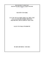 Các yếu tố tác động đến cấu trúc vốn của các doanh nghiệp niêm yết thị trường chứng khoán Việt Nam