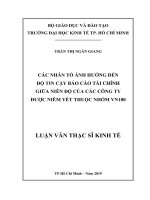 Các nhân tố ảnh hưởng đến độ tin cậy báo cáo tài chính giữa niên độ của các công ty được niêm yết thuộc nhóm VN100