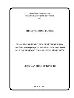 Nhân tố ảnh hưởng đến quyết định chọn Trường thi Đại học - Cao đẳng của học sinh THPT tại Huyện Bù Gia Mập - Tỉnh Bình Phước : Luận văn thạc sĩ