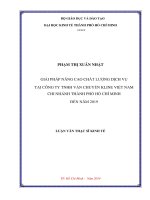 Giải pháp nâng cao chất lượng dịch vụ tại Công ty TNHH Vận chuyển Kline Việt Nam chi nhánh Thành phố Hồ Chí Minh đến năm 2019