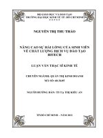 Nâng cao sự hài lòng của sinh viên về chất lượng dịch vụ đào tạo của Hitech : Luận văn thạc sĩ