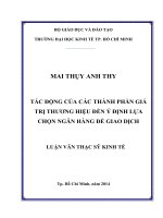 Tác động của các thành phần giá trị thương hiệu đến ý định lựa chọn ngân hàng để giao dịch