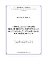 Nâng cao chất lượng dịch vụ thẻ ATM tại Ngân hàng Thương mại Cổ phần Kiên Long chi nhánh Phú Yên