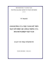 Ảnh hưởng của việc nắm giữ tiền mặt lên hiệu quả hoạt động của doanh nghiệp Việt Nam