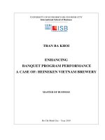 Enhancing banquet program performance a case of: Heineken Vietnam Brewery