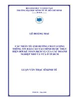 Các nhân tố ảnh hưởng chất lượng thông tin báo cáo tài chính được thực hiện bởi kế toán dịch vụ của các doanh nghiệp nhỏ và vừa ở TP.HCM
