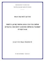 Thiết lập hệ thống báo cáo tài chính áp dụng cho đơn vị hành chính sự nghiệp ở Việt Nam