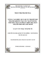 Nâng cao hiệu quả quản trị rủi ro thanh khoản tại các Ngân hàng thương mại cổ phần trên địa bàn thành phố Hồ Chí Minh