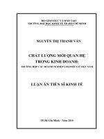 Chất lượng mối quan hệ  trong kinh doanh: trường hợp các doanh nghiệp Logistics ở Việt Nam