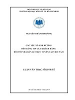 Các yếu tố ảnh hưởng đến lòng tin của khách hàng đối với nhà bán lẻ trực tuyến tại Việt Nam