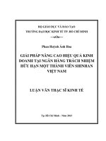 Giải pháp nâng cao hiệu quả kinh doanh tại Ngân hàng Trách nhiệm Hữu hạn Một thành viên Shinhan Việt Nam