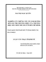 Nghiên cứu những yếu tố ảnh hưởng đến giá trị thương hiệu của thương hiệu đồ chơi trẻ em ở TP. Hồ Chí Minh
