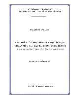 Các nhân tố ảnh hưởng đến việc áp dụng chuẩn mực báo cáo tài chính Quốc Tế cho doanh nghiệp nhỏ và vừa tại Việt Nam