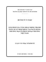 GIẢI PHÁP GIA TĂNG HOẠT ĐỘNG THANH   TOÁN XUẤT NHẬP KHẨU TẠI NGÂN HÀNG THƢƠNG MẠI CỔ PHẦN NGOẠI THƢƠNG VIỆT NAM