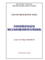 Cơ sở lý thuyết, phân tích và nghiên cứu hoàn thiện hệ thống phân phối sản phẩm giày dép của công ty Bitti''''s trên thị trường Việt Nam giai đoạn 2007-2015