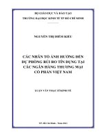 Các nhân tố ảnh hưởng đến dự phòng rủi ro tín dụng tại các Ngân hàng Thương mại Cổ phần Việt Nam