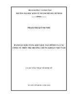 Đánh giá khả năng kiệt quệ tài chính của các công ty trên thị trường chứng khoán Việt Nam