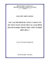 XÁC LẬP MÔ HÌNH DỰ TOÁN VÀ BÁO CÁO DỰ TOÁN NGÂN SÁCH CHO CÁC LOẠI HÌNH DOANH NGHIỆP TRONG KHU CÔNG NGHIỆP BIÊN HÒA 2