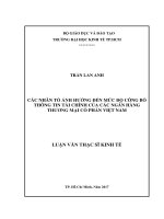 Các nhân tố tác động đến mức độ công bố thông tin tài chính của các ngân hàng thương mại cổ phần Việt Nam